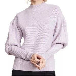 Jonathan Simkhai Wool Lavender Tassel Knit Puff Sleeve Sweater Small